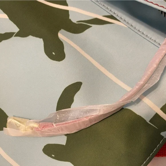 New Fossil Turtle Print Blue and Green Women's Bag with Red Shoulder Strap - Picture 7 of 8